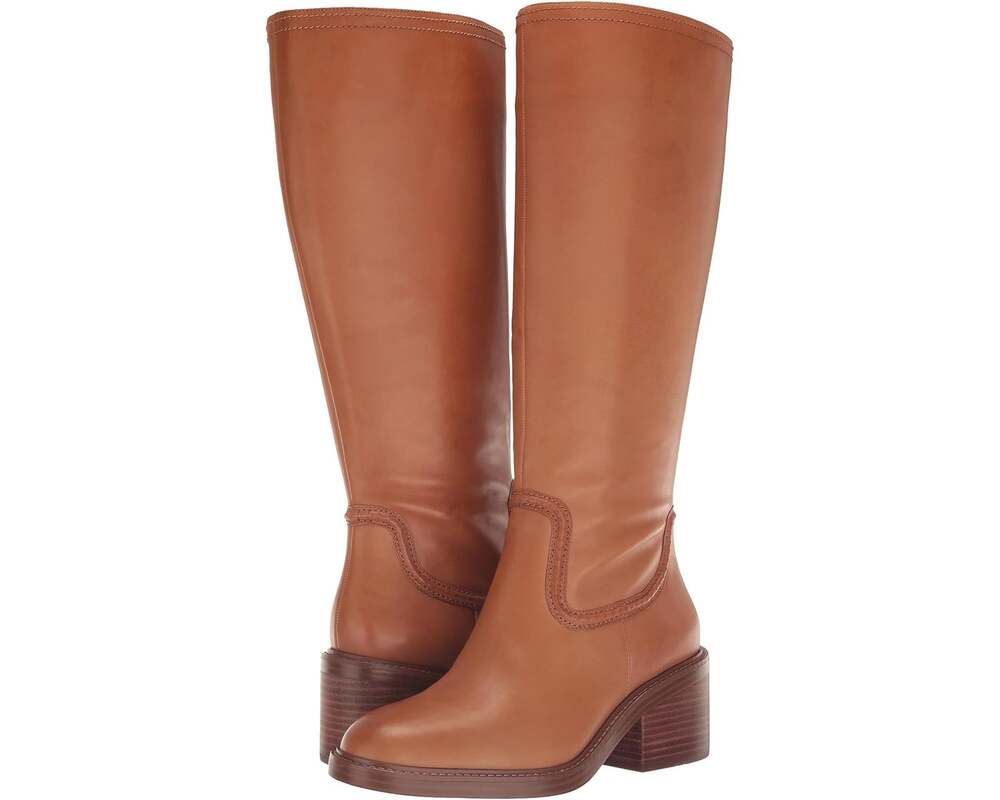 Vince Camuto Womens Vuliann Tall Heeled Boots US 5 M Brown Burnished Leather NIB